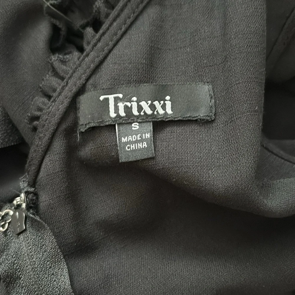 Trixxi Womens Dress Small Black Ruffles One Shoulder Midi Length Minimalist - Picture 10 of 10